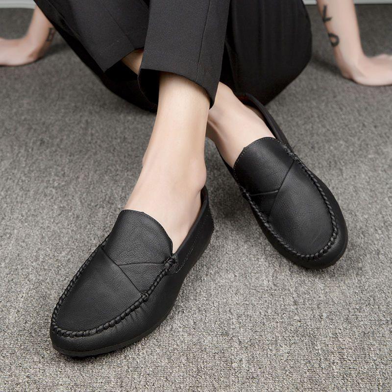 Soft Slip-on Round Toe Flat Leather Shoes for Men New Classic Original Comfortable Designer Common Man Casual Shoe In Promotion