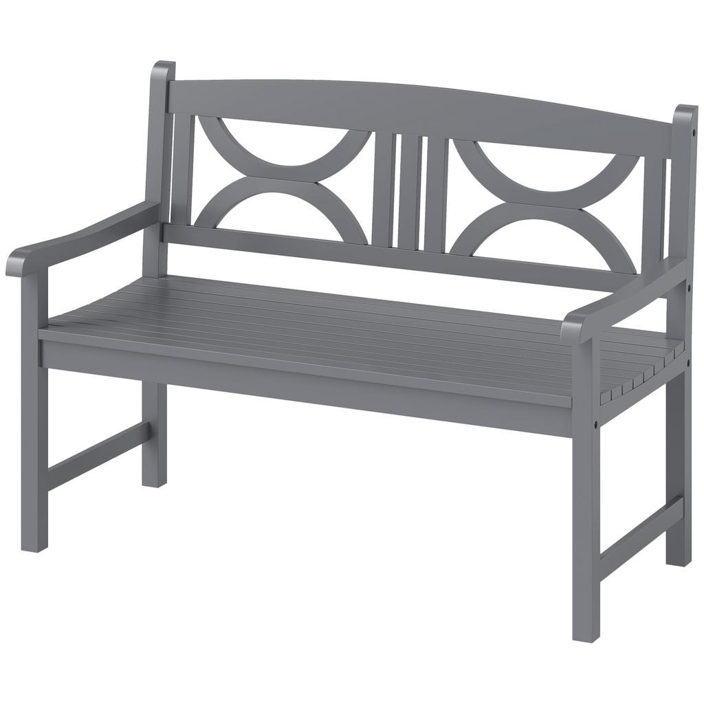 2-Seater Wooden Garden Bench Outdoor Patio Loveseat for Porch, Grey