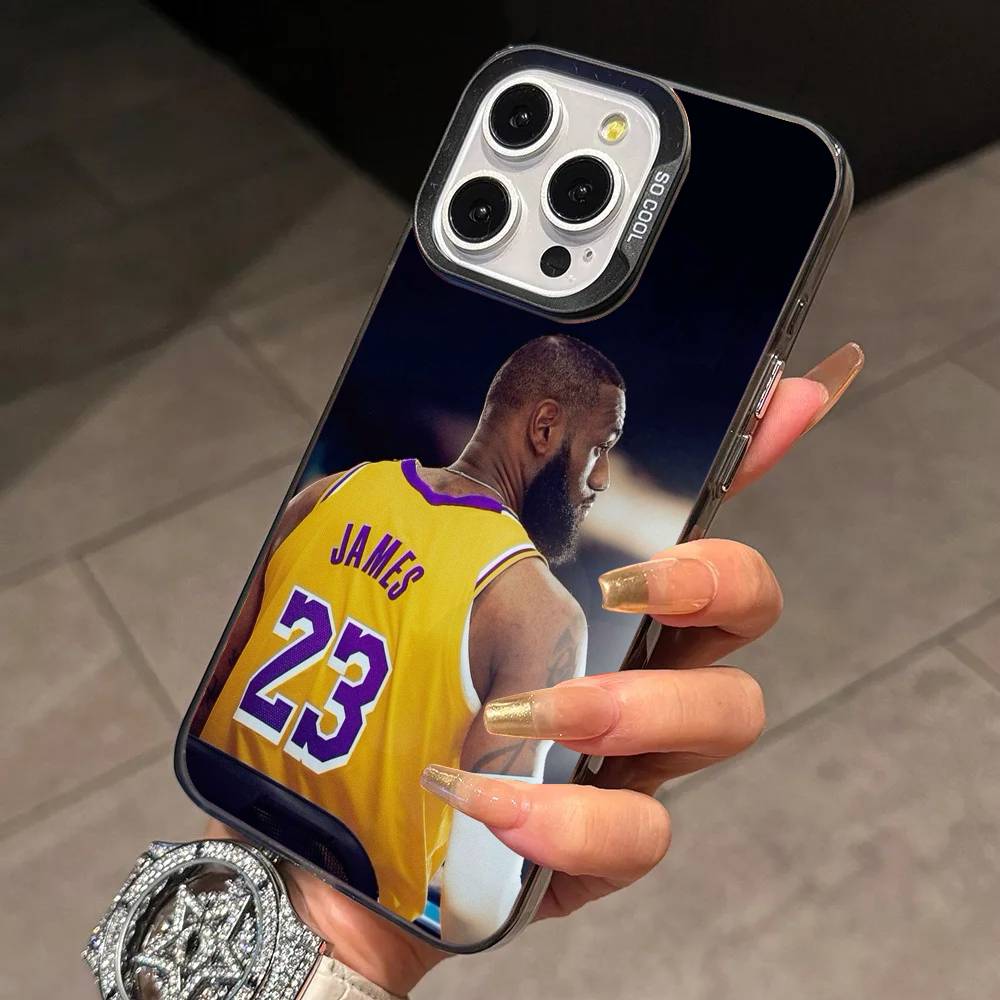 Basketball L-Lebron James Phone Case For iPhone 17,16,15,14,13,12,11 Plus,Pro Max,XS,Colorful Silver Phone Case Funda Cover