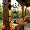 Durable Acrylic Holiday Sign Halloween Hanging Wall Decor, Matte Black Dead Branch Bat Silhouette Ornament Party Scene Setup with Metal Bell,