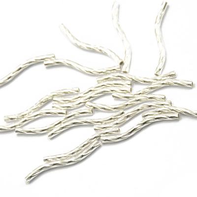 50 szt. Srebrno-biały grawerowany wzór Tube Swirl Noodle Beads Tworzenia biżuterii