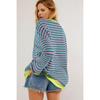 Women's Fashion Casual Spring Fall Stripe Print Long Sleeve O-Neck Blouses & Shirts