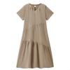 Women's Pure Cotton V-Neck Pleated Tiered Summer Dress