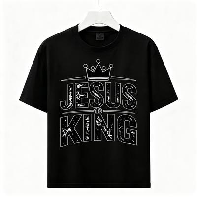 Unisex Christian Faith Graphic Tee Jesus Is King Crown Vintage Tshirt
