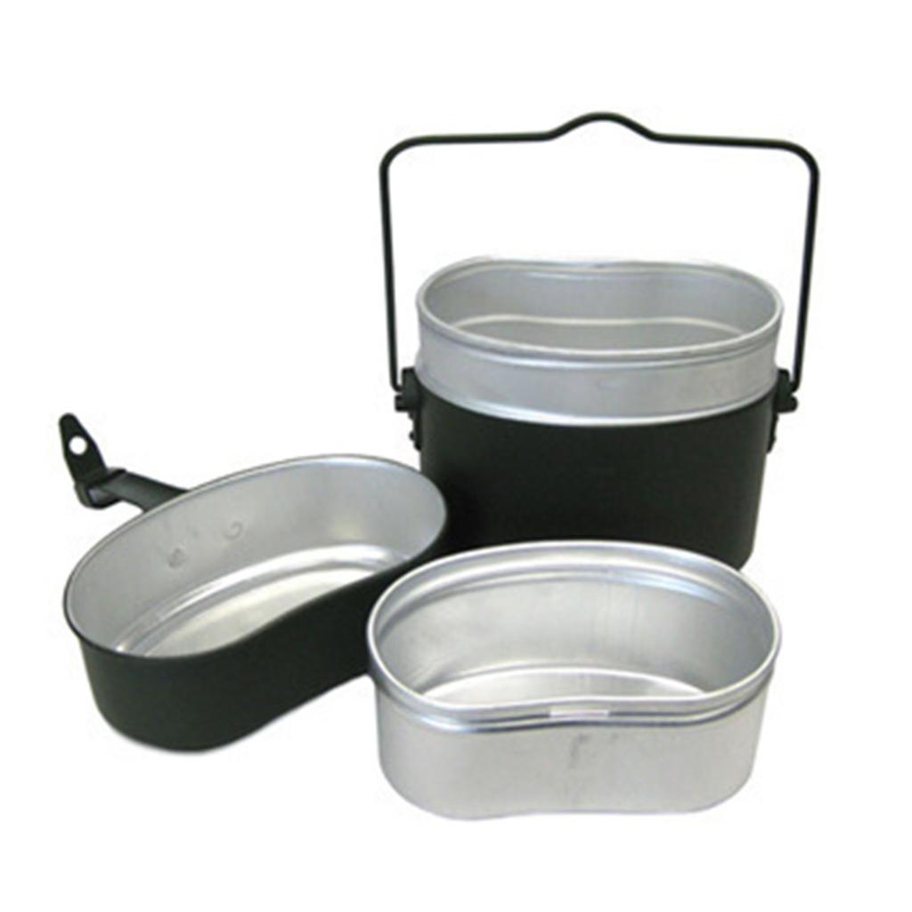 Camping Cookware Lunch Box German Style Aluminum Portable Thickened Handle Metal Lunch Box for