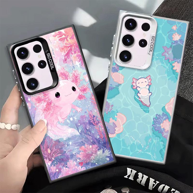 Axolotl Cartoon Süß Stoßfest Handyhülle für Samsung Galaxy S26 Edge S25 Ultra S24 FE S23 Plus S21 Hülle Anti-Fall Fundas
