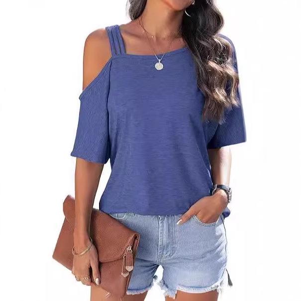 Women's Casual Off-Shoulder Loose Short-Sleeve T-shirt