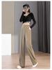 Women's Black Wide-Leg High-Waist Drape Pants - Spring 2024 Fashion