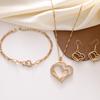 Exquisite Double Heart Necklace Earrings Bracelet Jewelry Set Charm Ladies Jewelry Fashion Bridal Accessory Set Romantic Gifts