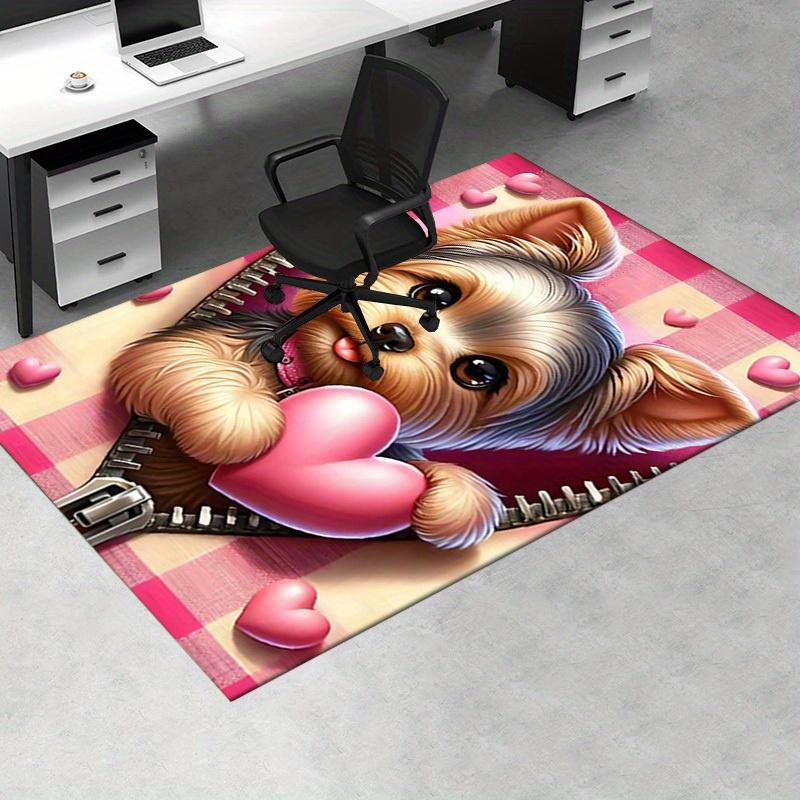Office Carpet Cute Yorkshire Terrier with Heart Sofa Rug, Chair Mat Protection