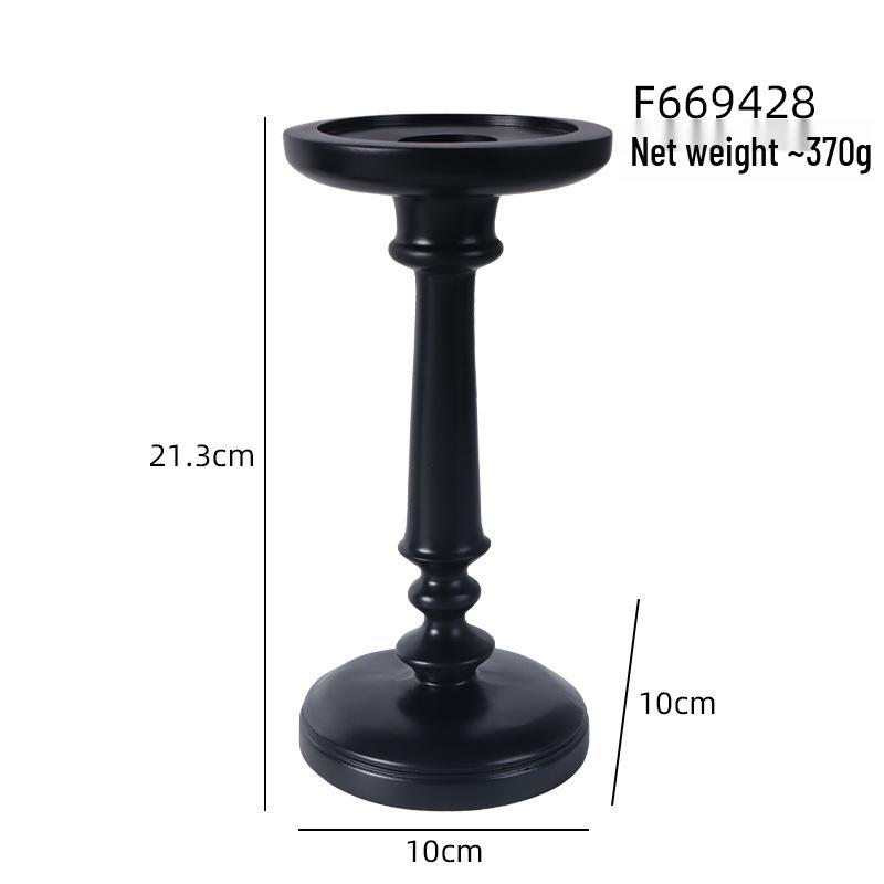 Antique European-Style Black Candlestick, Medieval Resin Ornament for Dining Table Decor.