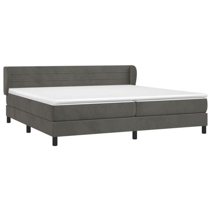 3127572 vidaXL Lit à sommier tapissier et matelas Gris foncé 200x200cm Velours