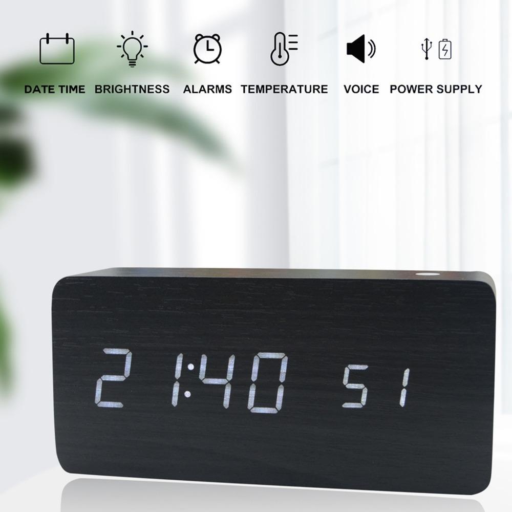 Multi-functional Digital Clock Wood Smart Alarm Clock Versatile Alarm Clock for Bedside
