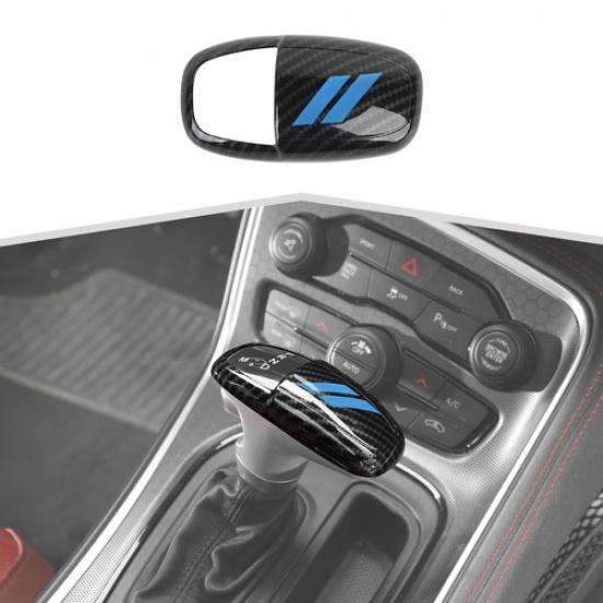 Carbon fiber&Blue Center Gear Shift Head Knob Cover For Dodge Charger Durango15+