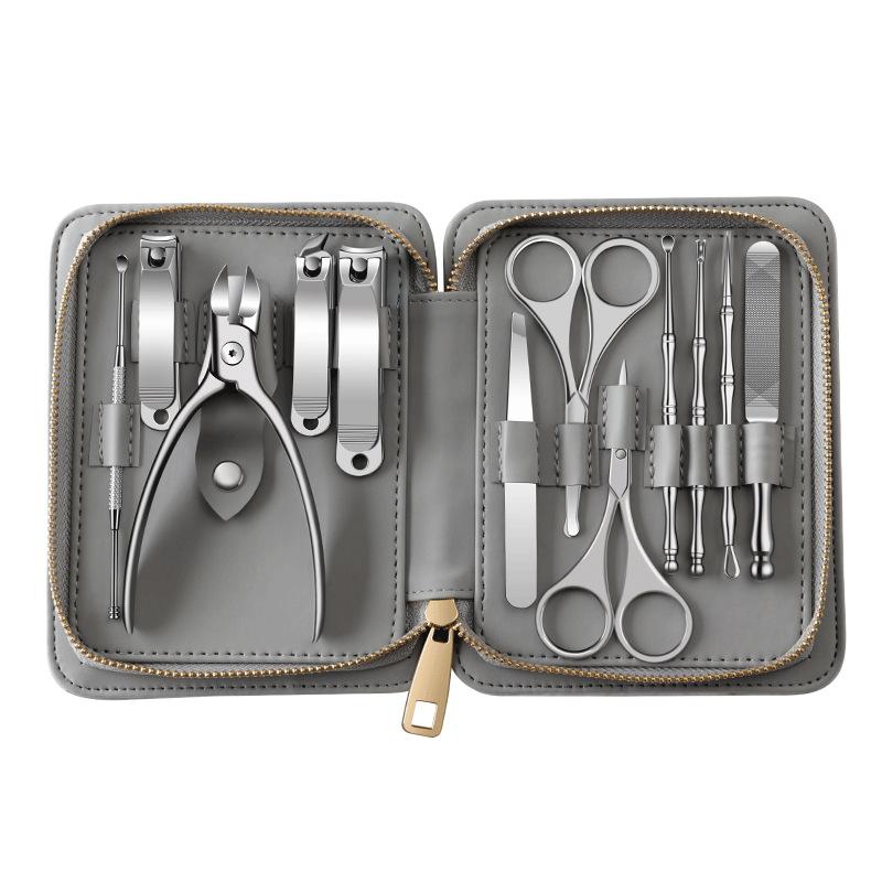 High Quality Durable Stainless Steel 12-Piece Manicure Pedicure Set Nail File Dead Skin Pliers Eyebrow Scissors Nail Clippers