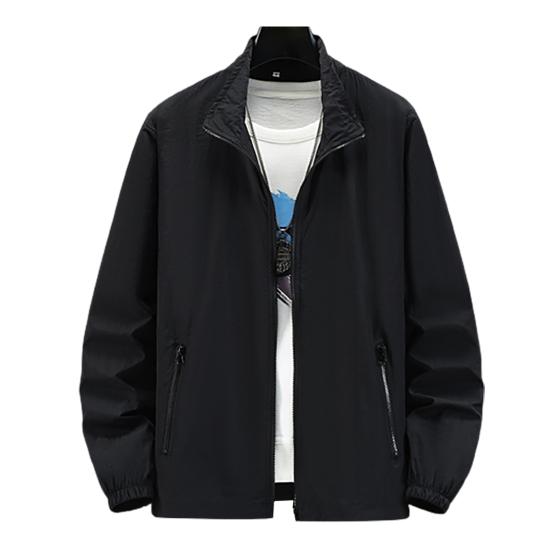 Men Outdoor Jacket Long Sleeves Sun Protection Breathable Solid Color Zipper Closure Anti-UV Ultra-thin Plus Size Cycling Sports Sun Protection Coat