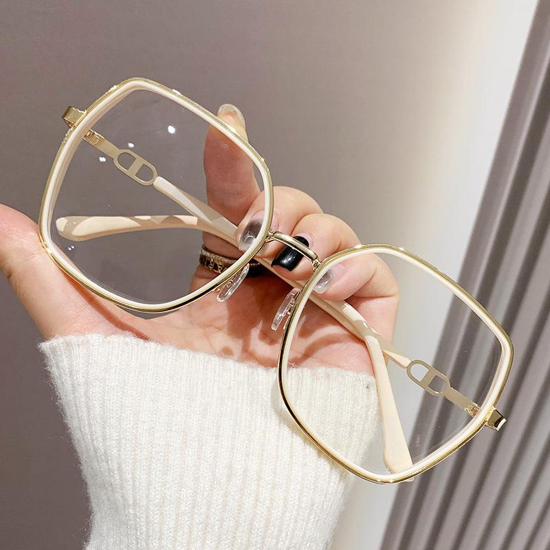 1.67 1.74 -8 to +8 Vintage Square Metal Glitter Frame Reading Glasses Fashion Women Oversized Optical Eyewear Anti Blue Light Prescription Glasses