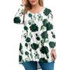 Dames pluss størrelse topp, hageskrage langermet skjorte, moteriktig blomsterprint avslappet topp