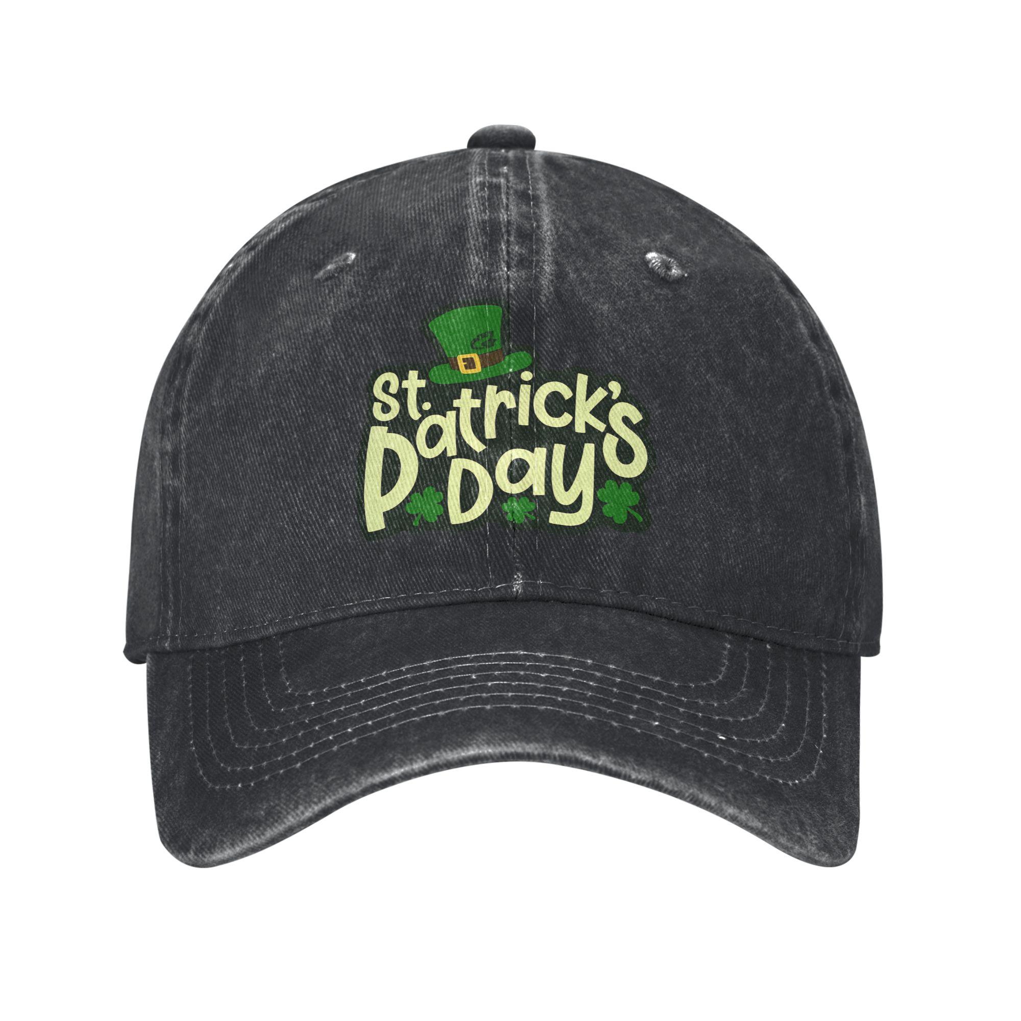 

St Patricks Day Washed Baseball Cap Classic Sun Hip Hop Hats Summer Men Adult Hiking Fishing Baseball Caps One Size чёрный