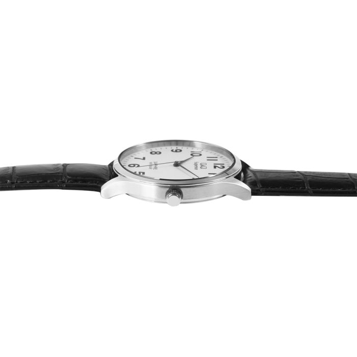 Montre Homme - Q&Q - Superior - Cuir Noir 20mm - Boîtier Acier 40mm - Verre Saphir 5 ATM