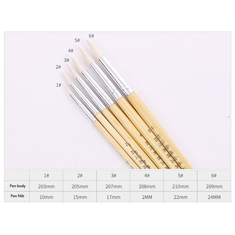 

6 шт. набор кистей для рисования с заостренной козьей шерстью, шерстяной крючок, линейная кисть, гуашь, акрил, акварель, кисти для рисования, художественные принадлежности для художников, студентов