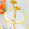 Shaped Two-Tier Serving Tray Elegant Snack Stand with Floral Supports