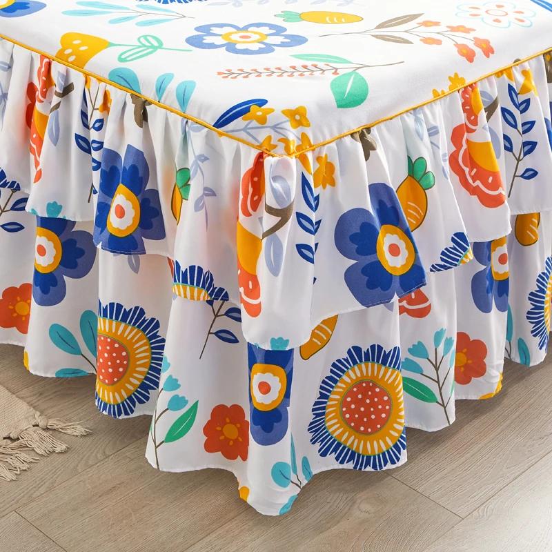 1pc Bedspread Bedroom Fitted Sheet Cover Soft Non-Slip King Queen Bed Skirt Wedding Bedskirt No Pillowcase For Four Seasons