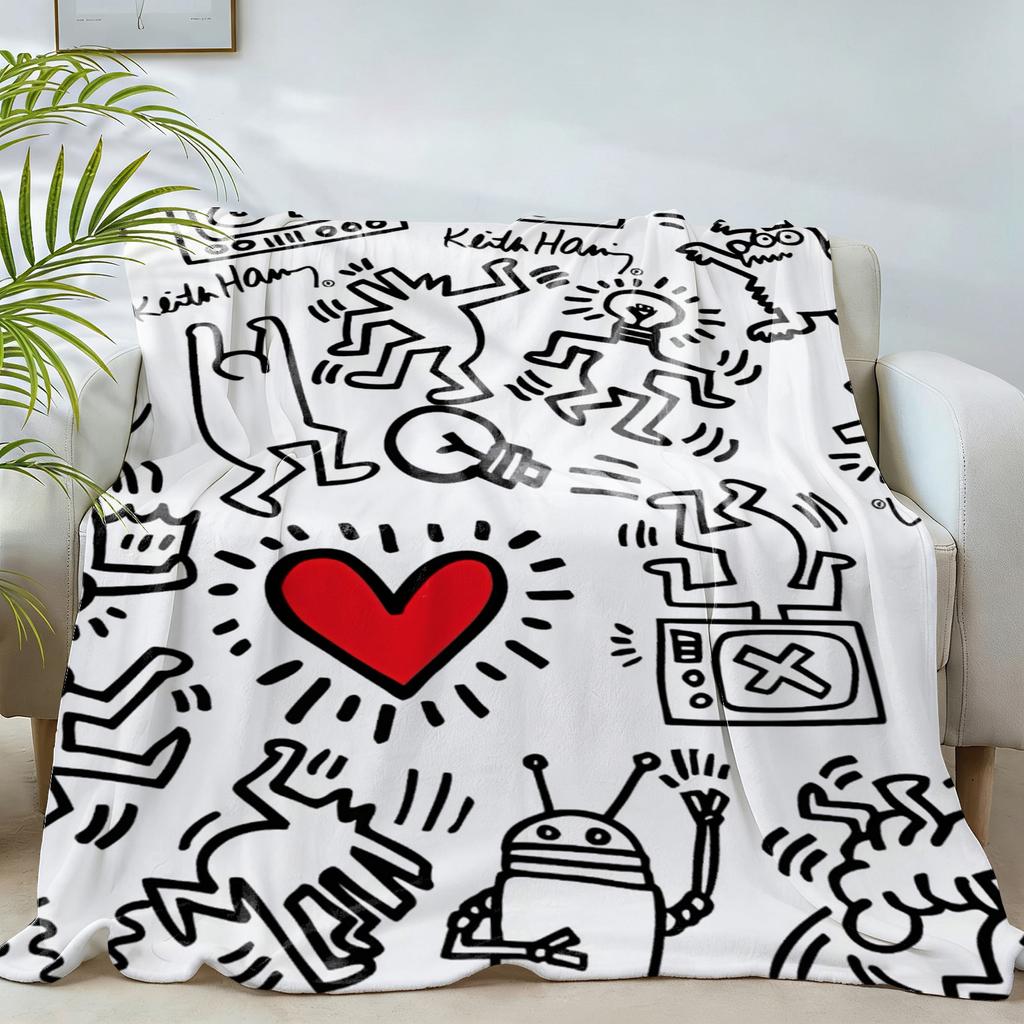 Knee Blanket Throw Blankets for Winter Microfiber Oversized Baby Lightweight Fleece Bed Decoration S-harings-graffiti-keiths