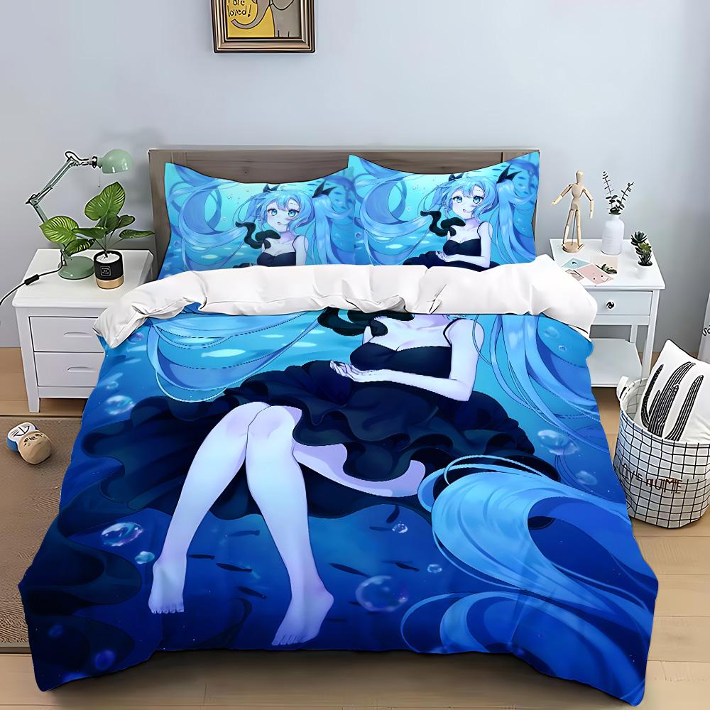 Hatsune Miku Anime Duvet Cover Pillowcase Bedding Set Adult Boy Girl Bedroom Decoration Children Gift Single Double Large Size