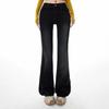 American retro slim-fitting and thin flared pants drape elastic autumn and winter versatile jeans women's new models