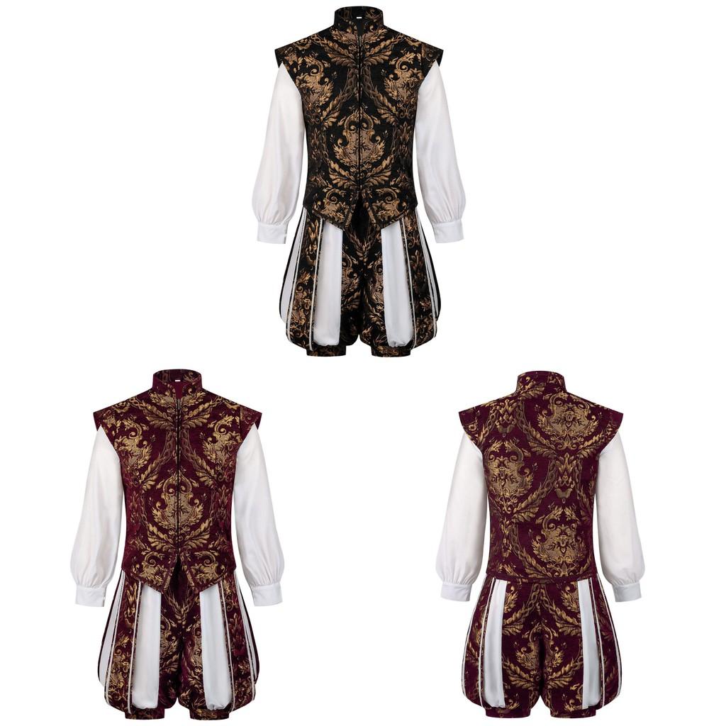 Elizabethan Renaissance Era Prince Cosplay Costume Vest Pumpkin Pants Set Gift