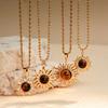 Retro Sunflower Tiger's Eye Choker: Stainless Steel Eight-Pointed Star Necklace