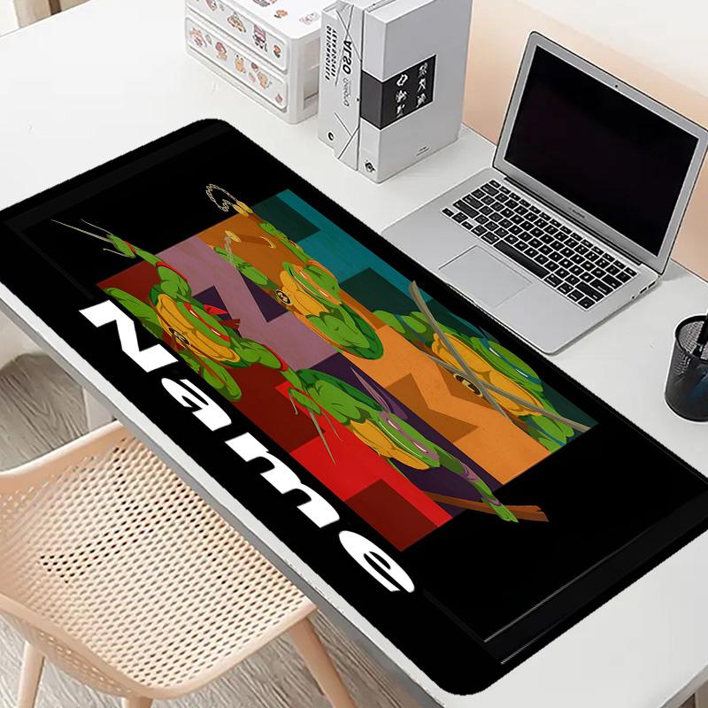 Custom Name Personalized Teenage Mutant Ninja Turtles Pattern Mousepad, Laptop PC Desk Mat, Decorative Desk Mat for Home Keyboard Pad Gift