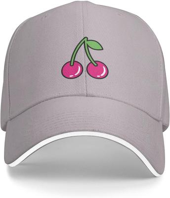 Cherry Fruit Print Baseball Cap Polyester Casual Adjustable Sandwich Brim Hat for Unisex
