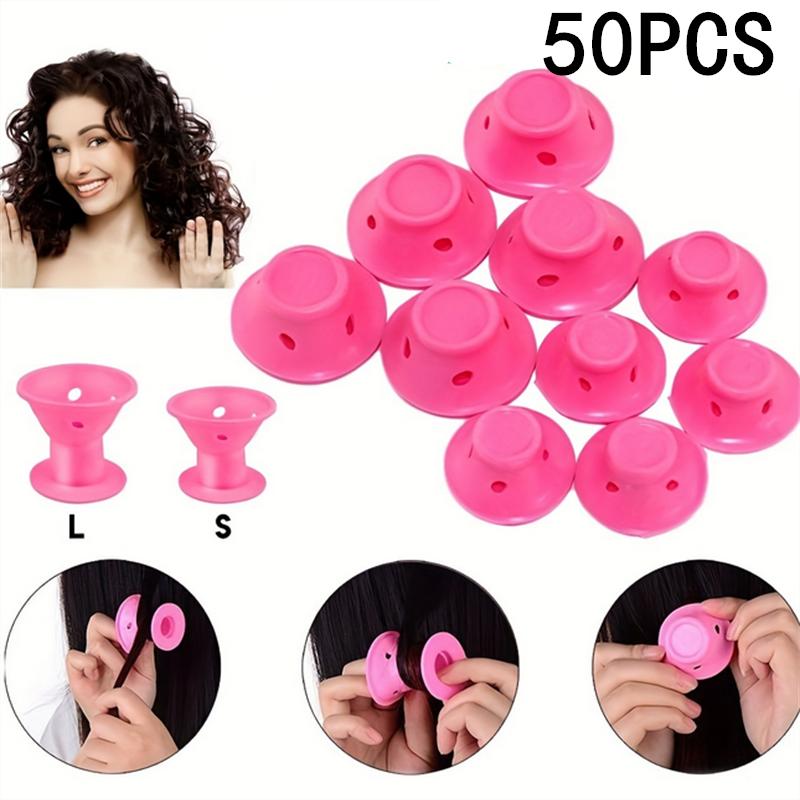 10/20/50PCS Pink Soft Silicone Hair Curler No Heat No Clip Hair Curling Magic Hair Care Rollers Styling DIY Tool For Curler Hair