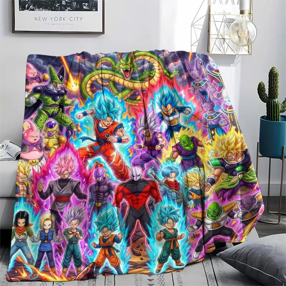 Dragon Ball Goku Print Flannel Blanket, Ultra Soft High Quality All Seasons Warm Throw, Home Decor Cozy Blanket, Perfect Christmas Gift