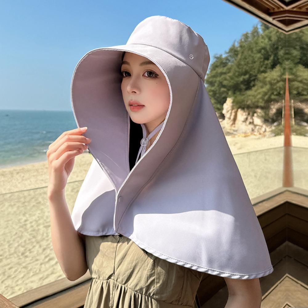 Wide-Brimmed Sunshade Sun Hat Full Face Sun Protection Neck Protection Cap Fashion Mask Hat  Travel