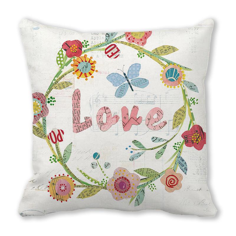 Happy Valentine's Day Theme Digital Printing Short Plush Pillow Covers for Car Sofa Office Cushion Cover Home Goods 60x60cm