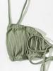 Neuer Damen einfarbiger Neckholder-Bikini 3-teiliges Set - High-Waist Mesh Split Badeanzug
