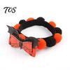 Festive Halloween Pet Collar Pom-pom Cat Collar, Adjustable Cute Pumpkin Bat Witch Dog Hook And Loop Orange Black Pom-poms for Cats Dogs Soft