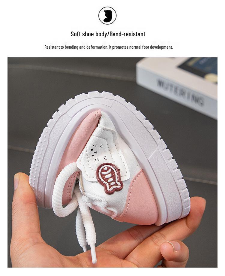 Girls' Leather Spring Bowknot Sneakers - White, Big Kids, Student-Friendly