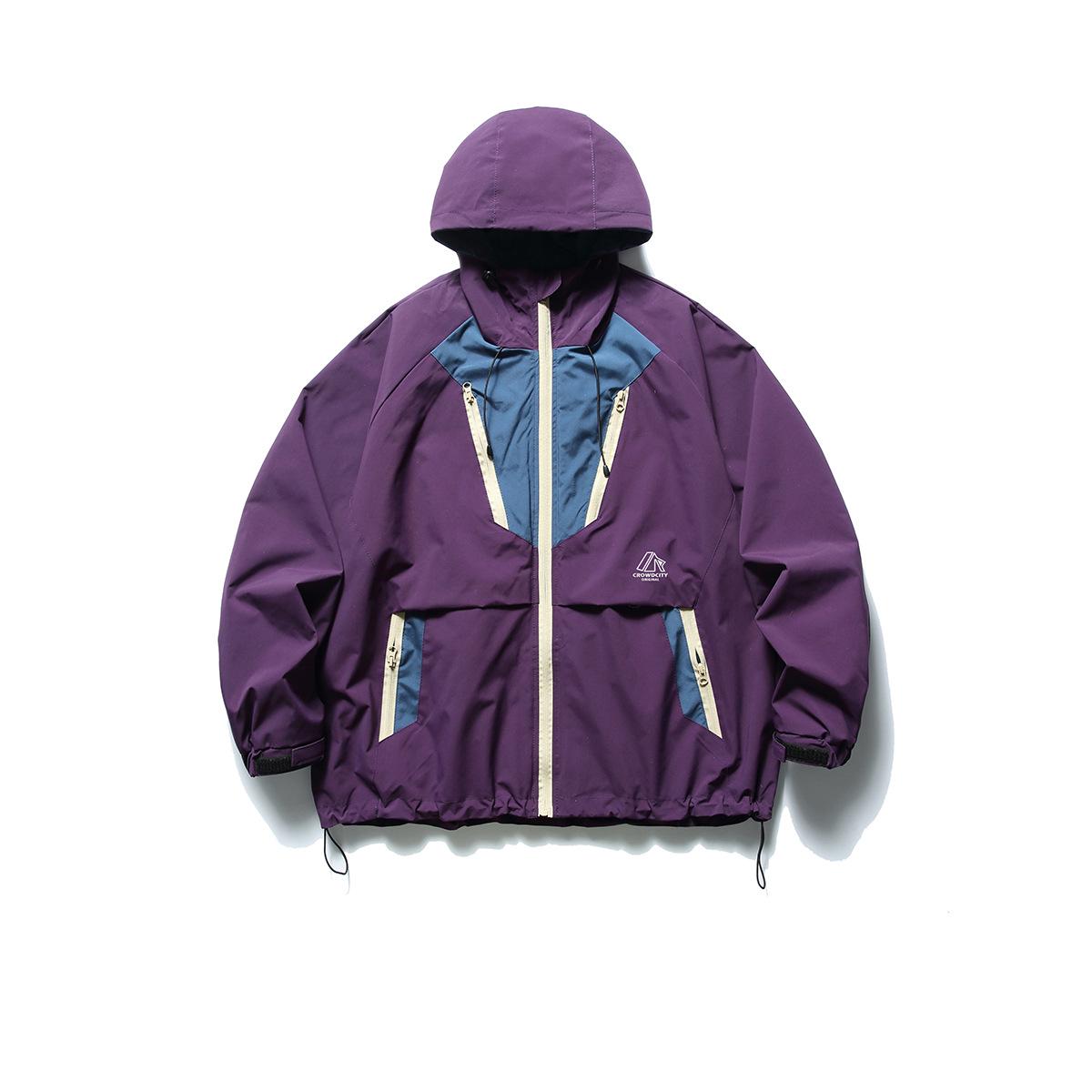 

CROWD CITY Men s Spring/Autumn Color Block Teflon Windbreaker Y410 фіолетовий