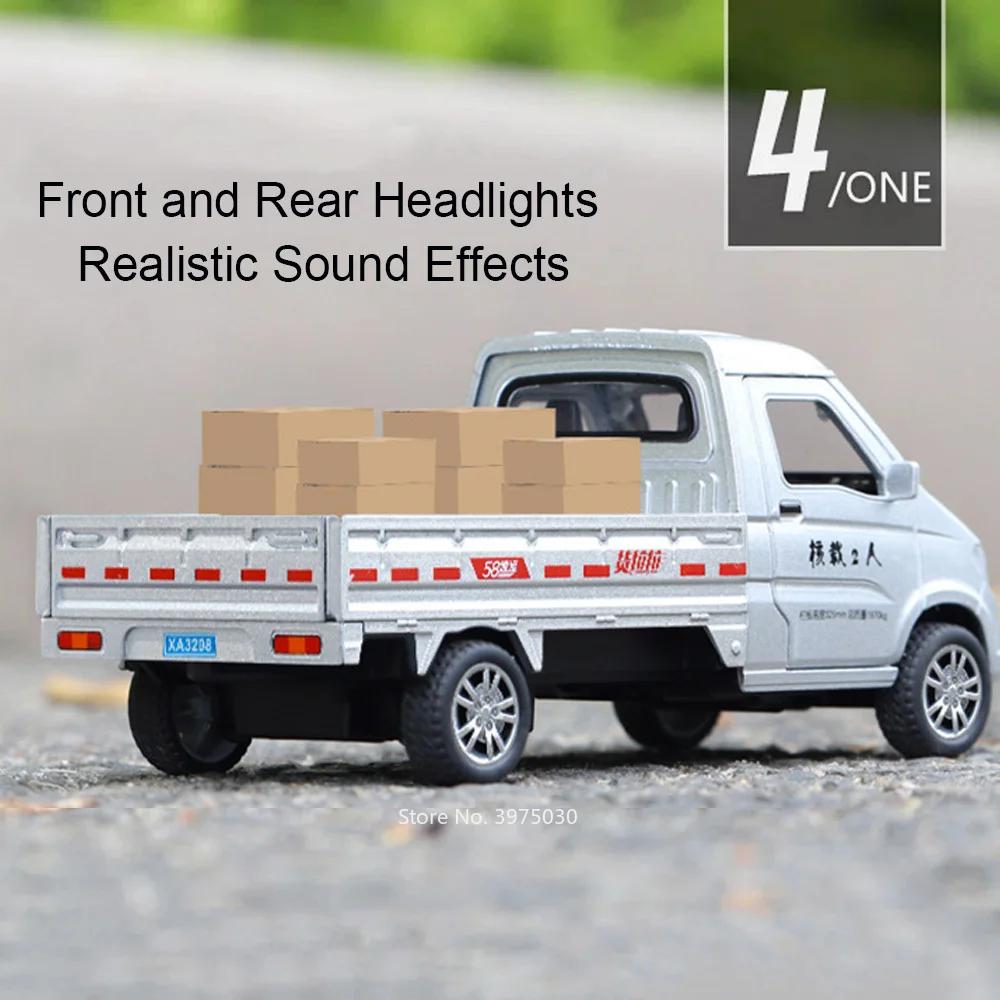 1/32 WULING Van Cars Models Alloy Diecast Toy with Light Sound Pull Back Vehicles Doors Opened Loading Cargo Truck Toys for Kids