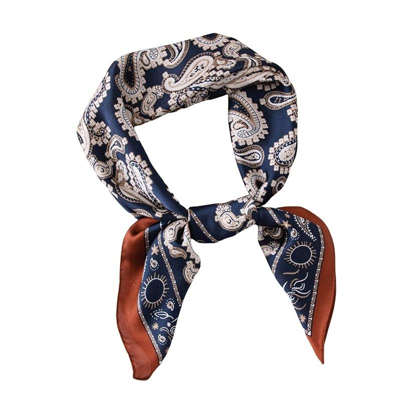 70Cm Small Square Simulated Silk Feminine Scarf Hijab Female Headband Kerchief Luxury Neck Tie Shawl Wrap