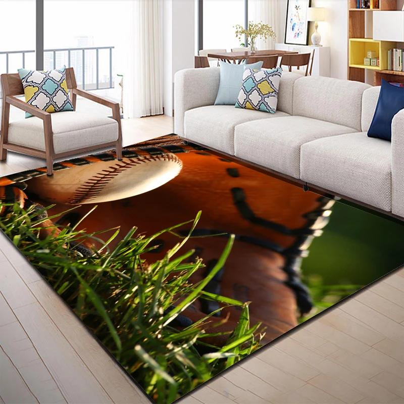 Modern Baseball Field Pattern Area Rugs Green Carpet Suitable for Living Room Kitchen Bedroom Laundry Room,Home Decorations