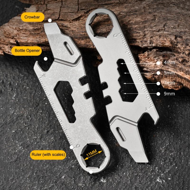 Bottle Opener Pry Bar Scale EDC Keychain Multifunctional Tool Window Breaker Gift Titanium Alloy EDC Crowbar with Necklace