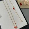 V Gold Book Small Red Lock Ruyi Key Necklace Women's Diamond Agate Collarbone Chain Versatile Light Luxury