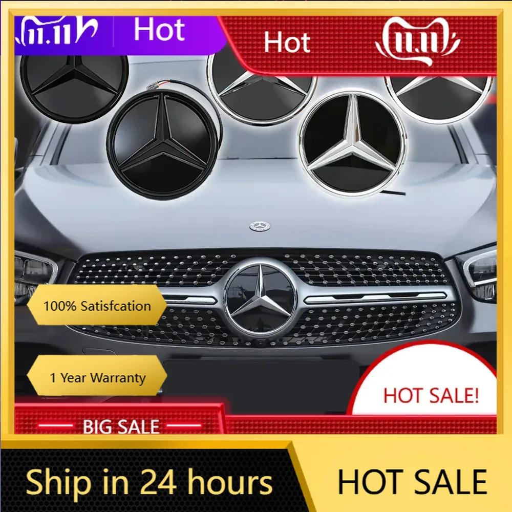 New C200 E200  For Mercedes Benz Chrome Silver Black Front Grille Star Badge Emblem OE Style Flat Surface For Mercedes Benz GLC-