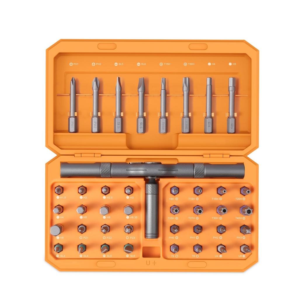 Professional Ratchet Screwdriver Set with S2 Steel Bits and Lightweight Aluminum Handle for and DIY 42-Piece Appliances, Automotive