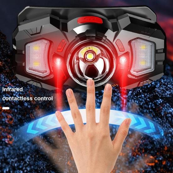 Rechargeable Headlamp Super Bright LED Head Lamp Flashlight with White Red Light Motion Sensor Head Light for Outdoor Camping Fishing Running